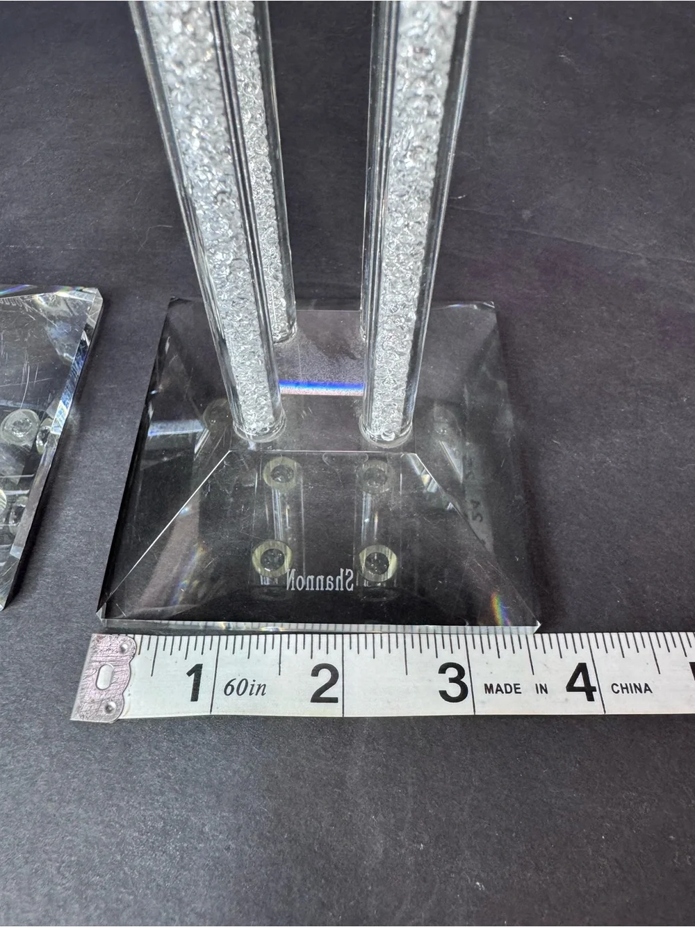 Shannon Crystal Candle Holders Set of 2 Rhinestone Square 7” & 9”